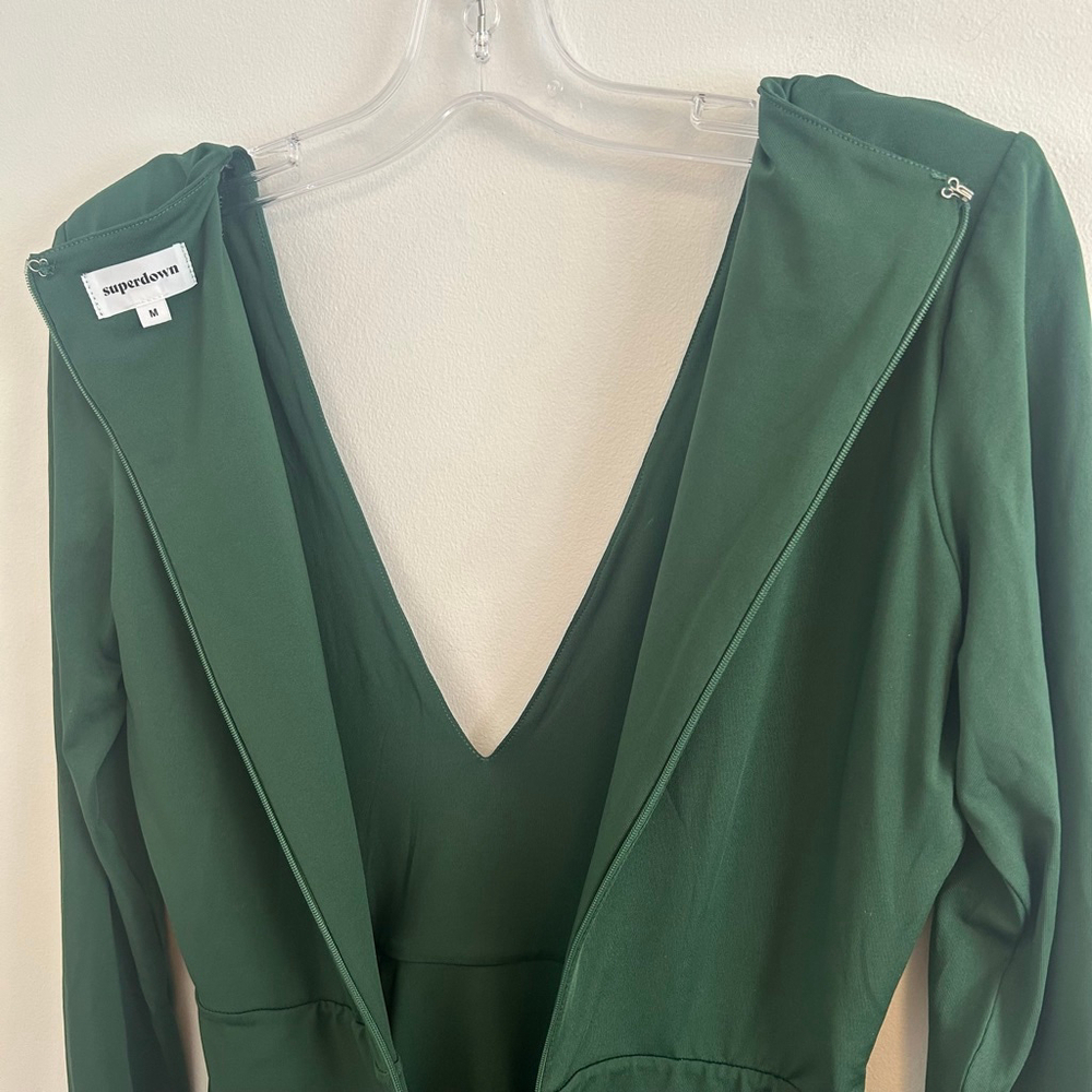 Superdown Martyna Deep V Mini Dress Emerald Green Size Medium - Picture 10 of 13